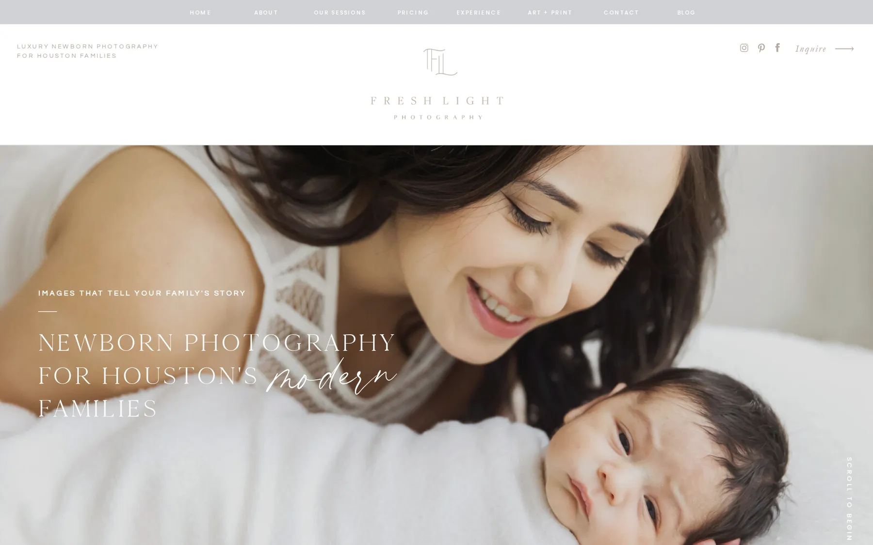Fresh Light Photography website homepage