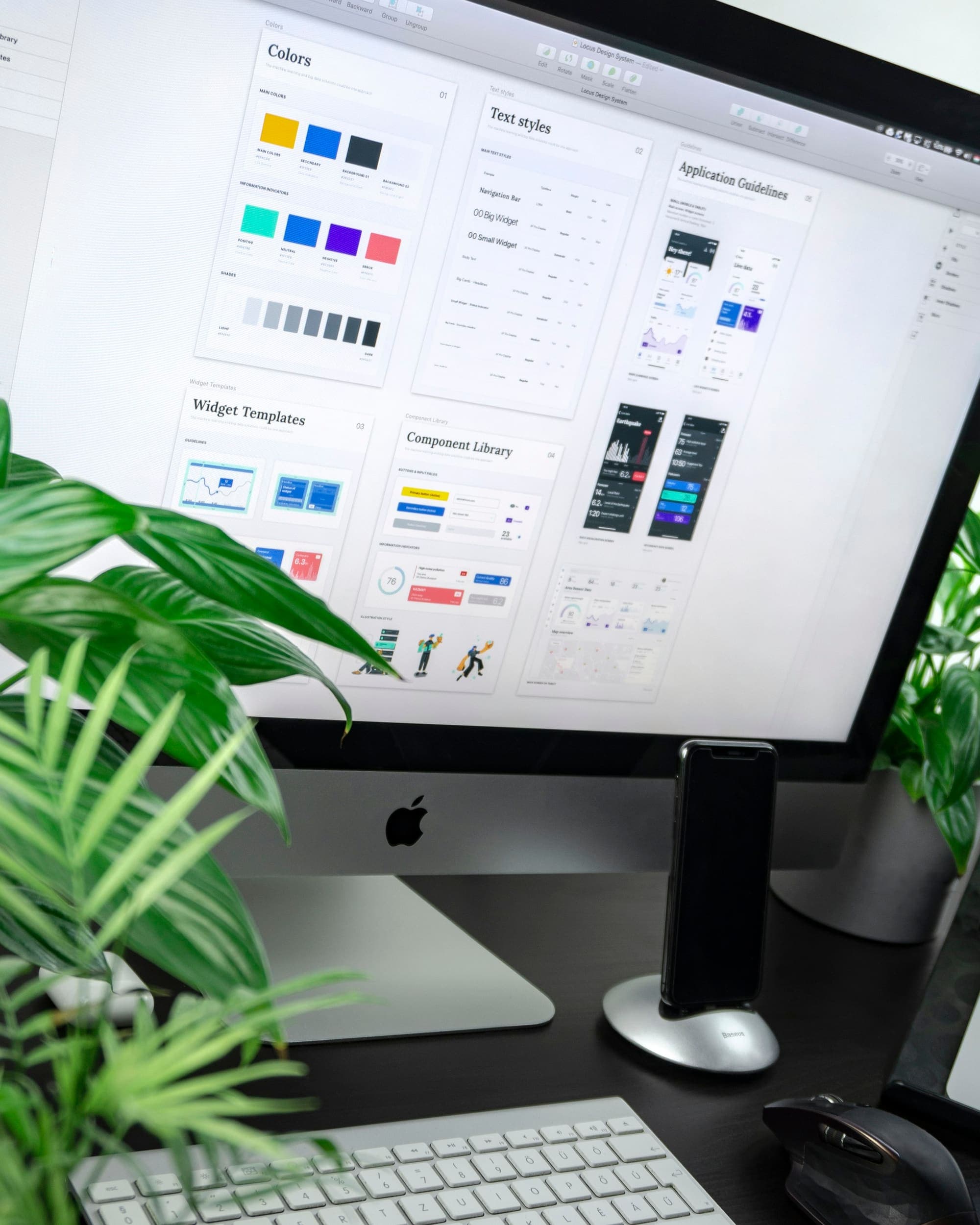 Monitor displaying a website design system